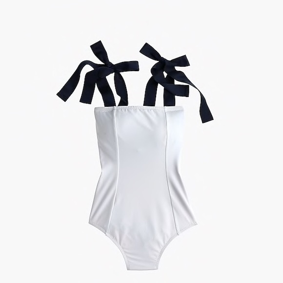J. Crew Other - NWT J.Crew White Grosgrain Tie-Shoulder Swimsuit